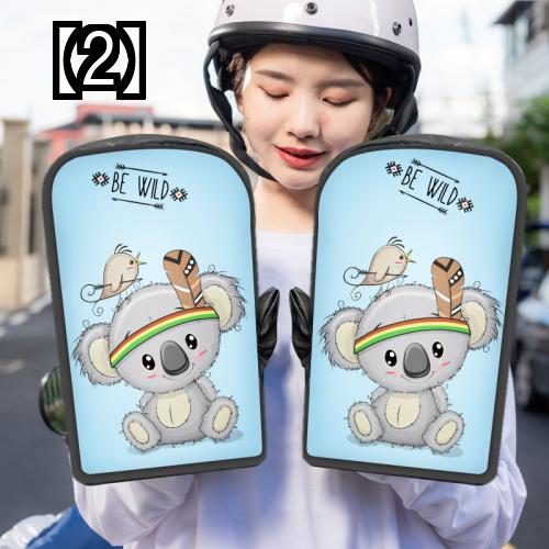 ハンドルカバー バイク 防水 ハンドルウォーマー 暖かい 防寒 冬 厚手 グレー 黒 かわいい コアラ パンダ キルティング