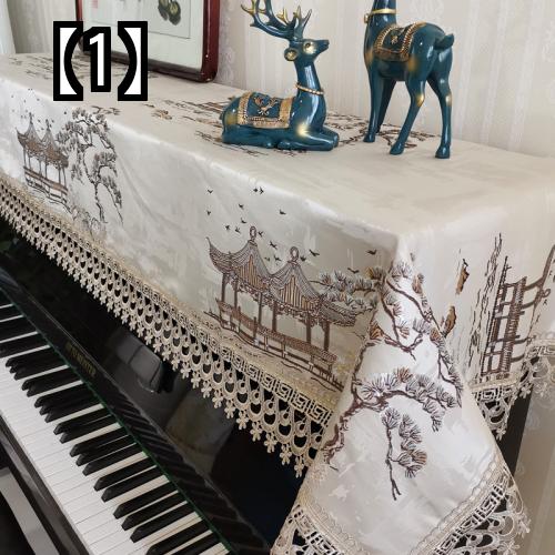 ピアノカバー アップライト トップ シンプル おしゃれ 中国 厚手 刺繍 光沢 ハーフ 椅子 ほこりよけ
