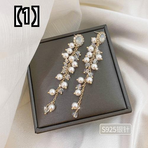 ピアス イヤリング アクセサリー レディース シンプル おしゃれ エレガント レトロ 夏 ロング タッセル クリスタル フラワー パール お出かけ 休日 イベント