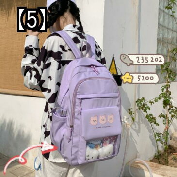 リュック 通学 女子 韓国 大容量 シンプル クマ ナイロン 布 柔らかい a4 おしゃれ かわいい ポケット パソコン 防水 旅行 学生 紫 青 黒