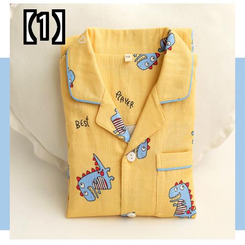 パジャマ キッズ 男の子 ルームウェア 長袖 薄手 春夏 綿 ガーゼ かわいい 恐竜 乗り物 犬 水色 グレー 白