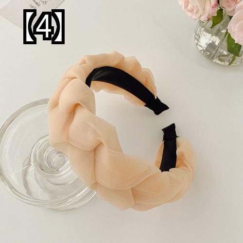 カチューシャ 大人 太め おしゃれ 幅広 歯なし ヘアアクセサリー シフォン ツイスト 無地 きれいめ かわいい パーティー ピンク カーキ