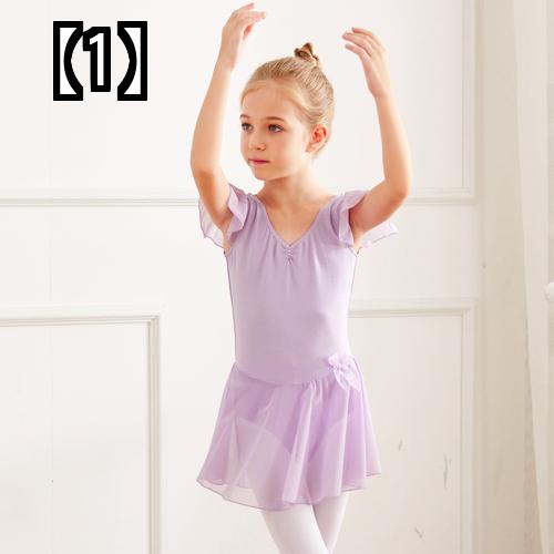 チュチュ ワンピース キッズ バレエ 子供用 かわいい 半袖 スカート シフォン 夏 教室 練習 衣装 ダンス パフォーマンス 女の子 幼児 小学生