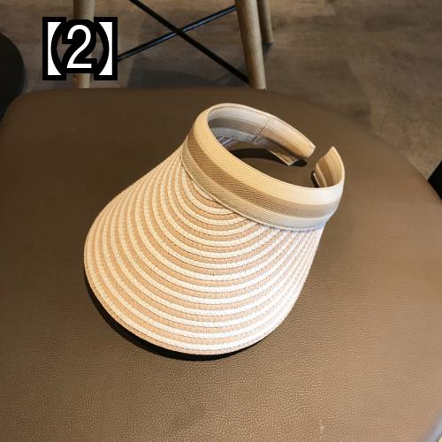 サンバイザー レディース 麦わら ベージュ 黒 シンプル ナチュラル 春夏 韓国 大人 かわいい 帽子 日よけ アウトドア ビーチ プール