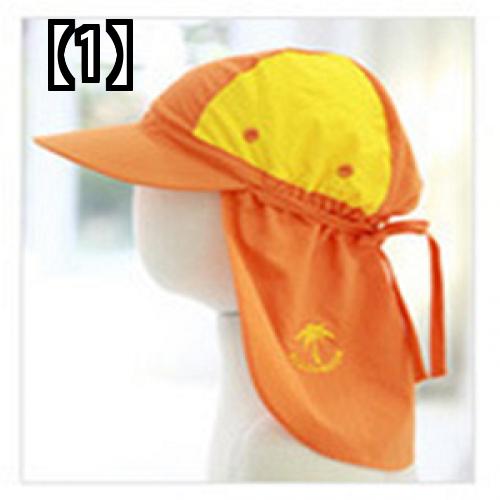 ビーチハット キッズ uv 日除け 帽子 紫外線対策 紐付き ビーチ 保護 男の子 女の子 軽量 通気性 ベビー 水泳帽 オレンジ