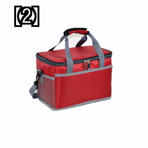 ランチバッグ 保冷 マチ 広い 大きめ クーラーボックス お弁当袋 大容量 四角 ファスナー 厚手 ポケット 保温 防水 断熱 アルミシート ショルダーストラップ シンプル ポータブル 黒 赤 青 アウトドア