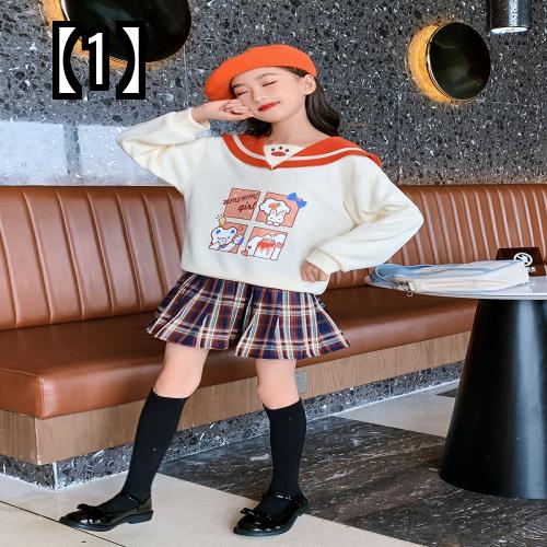 セットアップ 子供 女の子 カジュアル 春秋 セーター プリーツスカート ツーピース アニマル ベージュ ピンク