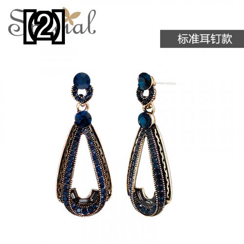 ピアス しずく型 おしゃれ レディース レトロ ぶら下がり 大ぶり 青 揺れる キラキラ かわいい 大人 ギフト