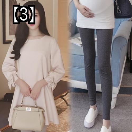 マタニティー ワンピース 春秋 大きいサイズ おしゃれ チュニック レギンス セット レディース 長袖 かわいい リボン 結婚式 韓国 ラウンドネック Aライン ミドル丈 赤 ピンク