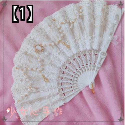 扇子 ロリータ 白 レース 小道具 花 プレゼント イベント パーティー コスプレ ハロウィン