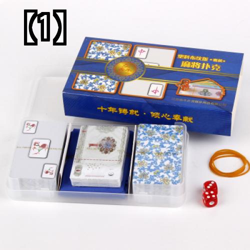 ポータブルカード麻雀 カードゲーム 旅行 家族 防水 PVC プラスチック ソリティア サイコロ おもちゃ