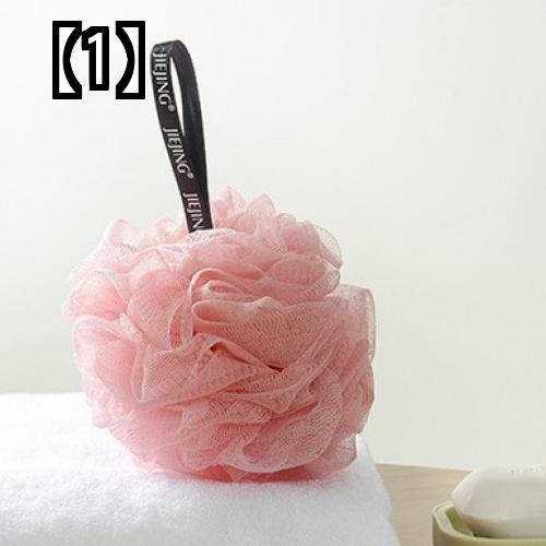 ボディタオル ボール レディース 体洗い メッシュ ポリエチレン 緩まない 紐付き 泡 ふんわり もこもこ 肌に優しい 柔らかい 大きめ かわいい お風呂 洗顔 シンプル ピンク 青