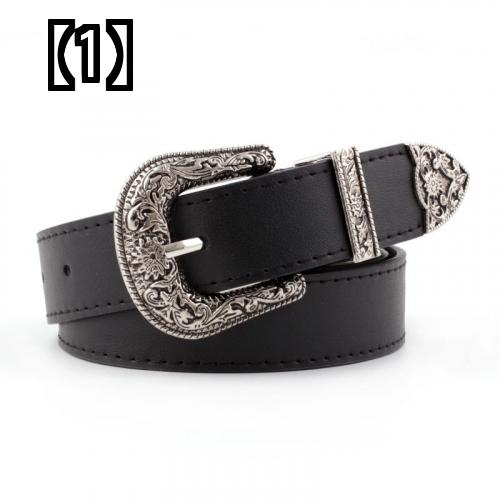 ベルト メンズ カジュアル レディース アメリカン ウエスタン カウボーイ レトロ 彫刻 男女兼用 カップル ヴィンテージ 黒 ブラウン ネイビー シンプル プレゼント