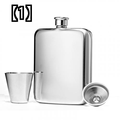 ウイスキーボトル 携帯 ワイン バー キッチン用品 酒器 ポータブル トラベル キャンプ アウトドア シンプル ステンレス 小さめ シルバー