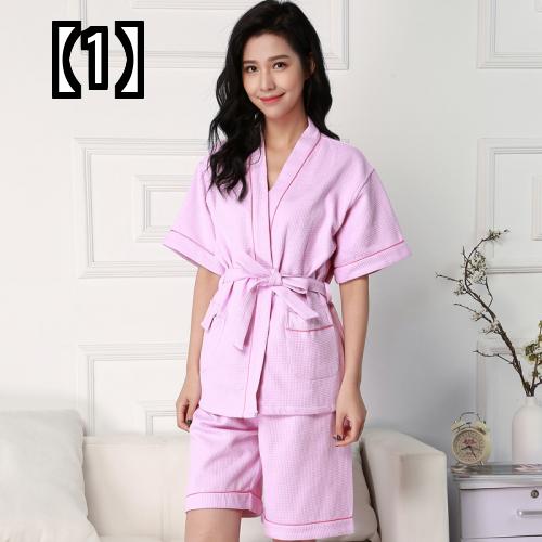 サウナ服、純綿カーディガン、サウナ服、ビューティーサロンバスローブ、プラスサイズの入浴服、着物スーツ