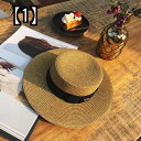 サンハット ブリティッシュ ビッグ ブリム フラットトップハット トップ ハット 海辺のビーチ 日焼け止め 日焼け対策 サンハット 麦わら帽子