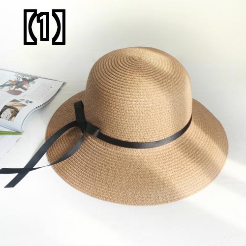 麦わら帽子 女性の夏 太陽の帽子　リデー 折りたたみ式 日焼け対策 サンハット 麦わら帽子 1