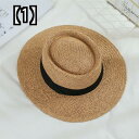 麦わら帽子 夏のレトロなフラット シルクハット ビーチ帽子 日焼け対策 サンハット 麦わら帽子