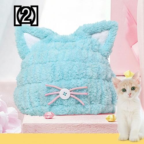 子供用 ドライヘアキャップ 猫の耳　強力吸水 速乾性 ヘアタオル ヘッド スカーフ ヘッドタオル ドライヘアキャップ 拭き取り