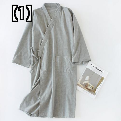 和装 ホームウエア ナショナルスタイル コットンとリネンのネグリジェ 日本の着物 家庭服 バスローブ 通気性