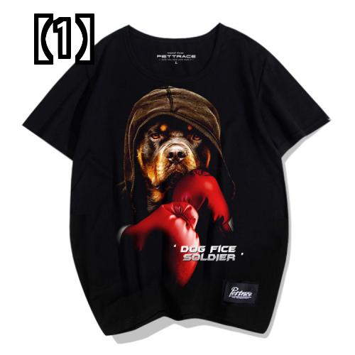 Tシャツ 犬柄 犬 柄 シャツ メンズ レディース ロットワイラー プリント ラウンド ネック 半袖 コットン カップル シャツ