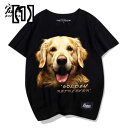 Tシャツ 犬柄 ゴールデン レトリバー 柄 シャツ メンズ レディース ペット ドッグ プリント ラウンド ネック 半袖 コットン スモール シャツ