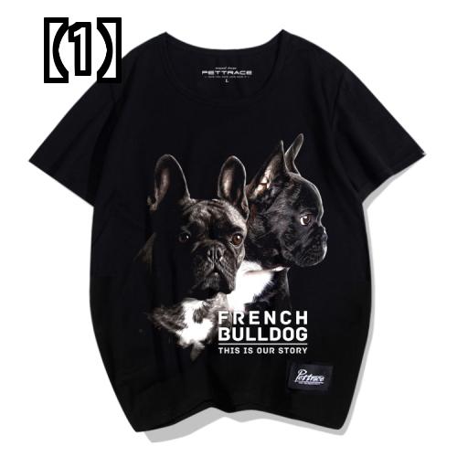 Tシャツ 犬柄 フレンチ ブル パターン シャツ メンズ レディース フレンチ ブルドッグ プリント ラウンド ネック 半袖 コットン シャツ