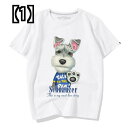 Tシャツ 犬柄 チョンジシュナウザー　プリント 柄 半袖 ドッグ プリント ラウンド ネック シャツ コットン メンズ レディース カップル シャツ