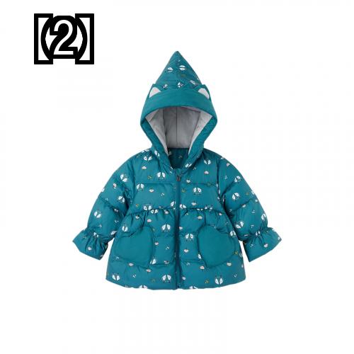 子供用 ダウンジャケット 赤ちゃんの薄いダウン ジャケット ジッパー セーター ベビー 暖かいジャケット フード 付き 2