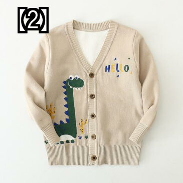 ベビー ニット カーディガン ボーイズ セーター ジャケット 薄手 キッズ 子供用 恐竜 ダイナソー