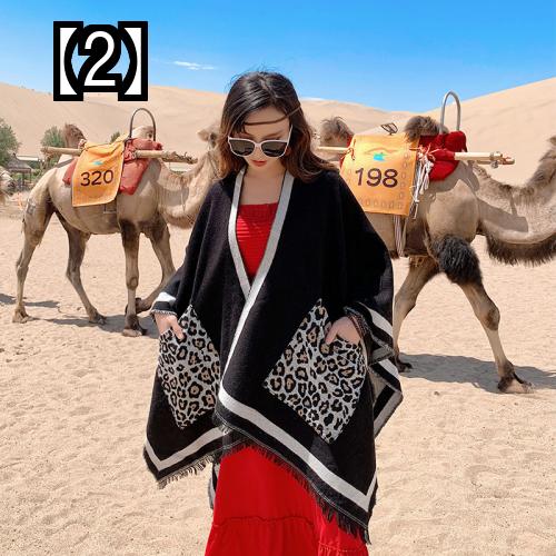 ヒョウ柄 スカーフ マント おしゃれ 豹柄 スカーフ ショール マント 厚手 暖かさ 模倣 カシミヤ ショール