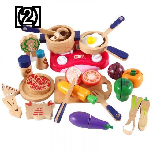 子供のおもちゃ おままごとセット ごっこ遊び 子供用 プレイハウス キッチン 木製 男の子と女の子 フルーツ ケーキのおもちゃ
