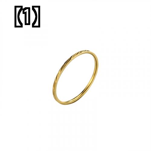 ファッションリング 指輪 おしゃれ チタン スチール 18 ゴールド メッキ シンプルなプレーン リング フィンガー リン…