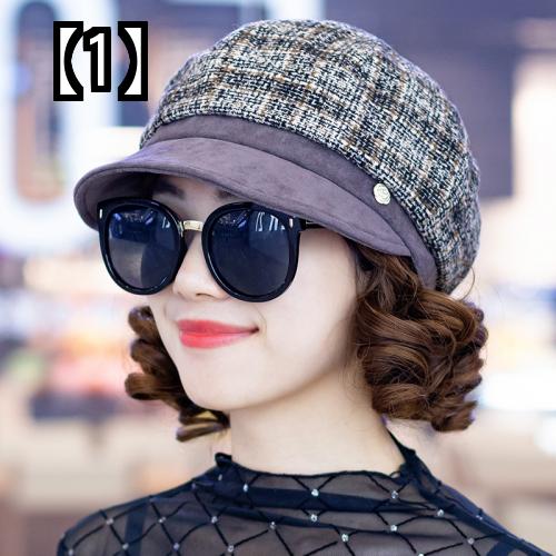 キャスケット帽 おしゃれ 帽子 女性 カジュアル 八角形 帽子 格子縞 短いつば ファッション カボチャ帽子 画家の帽子