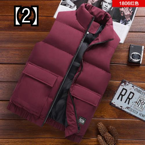 メンズ ダウン ベスト 防寒対策 暖かい アウター 保温性 カジュアル おしゃれ 防寒着 通勤 アウトドア 秋冬スタイル コットン スタンドカラー シンプル 厚手