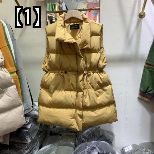 ダウン ベスト レディース 婦人服 アウター 防寒着 カジュアル ウィメンズ ノースリーブ ミドル丈 スリム 秋冬スタイル コットン シンプル 暖かい