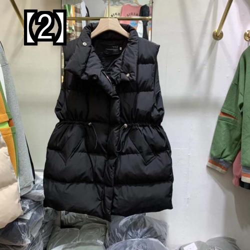 ダウン ベスト レディース 婦人服 アウター 防寒着 カジュアル ウィメンズ ノースリーブ ミドル丈 スリム 秋冬スタイル コットン シンプル 暖かい