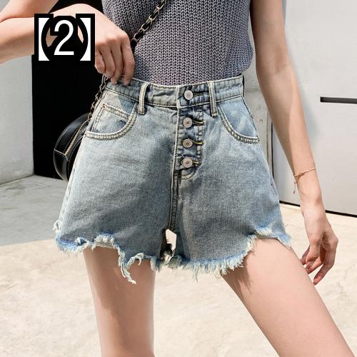 ホットパンツ ショートパンツ レディース ショーツ デニム スーパー ルーズ ハイウエスト ワイド レッグ ワード ラージ サイズ オールマッチ