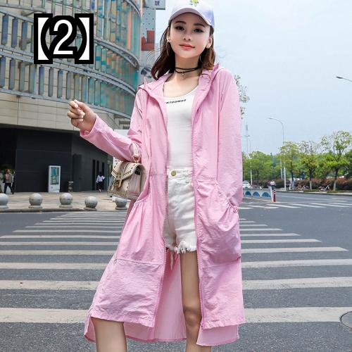 日焼け防止 ルーズ ロング ジャケット カジュアル 長袖 コート 日焼け防止 シャツ