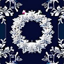 タロットクロス 占い 神秘的 ボタニカル リース 雪の結晶 クリスマス タペストリー エレガント 祭壇 撮影背景 正方形 紺 ネイビー