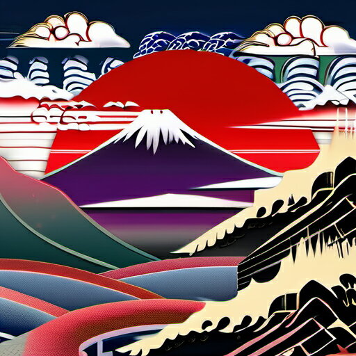 タロットクロス 新年 お正月 成人式 タペストリー 和風 日本画風 浮世絵風 祭壇 初日の出 富士山 正方形 占い 神秘的 赤 オレンジ