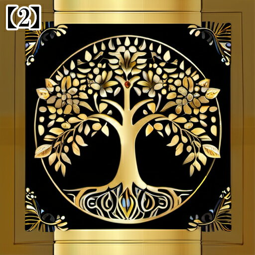 タロットクロス タペストリー 生命の樹 曼荼羅 ボタニカル 正方形 占い 美しい ゴールド風 黒 ブラック