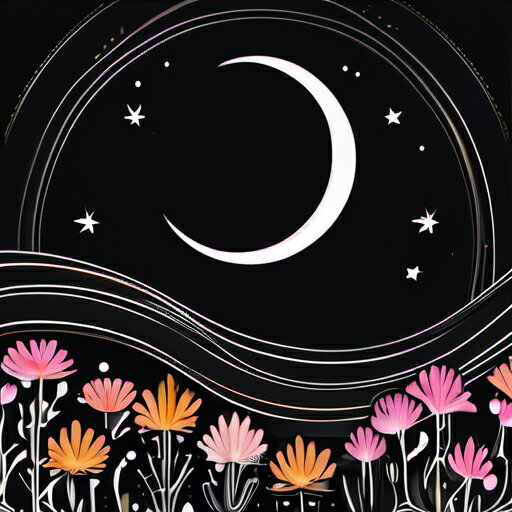 タロットクロス タペストリー tarot 大判 風水 ゴシック 祭壇 黒 ブラック モノクロ 花柄 植物 三日月 星