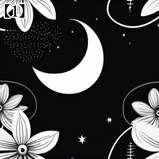 タロットクロス タペストリー tarot 大判 風水 ゴシック 祭壇 黒 ブラック モノクロ 花柄 植物 三日月 星