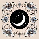 タロットクロス タペストリー tarot 大判 風水 ゴシック 祭壇 黒 ブラック モノクロ 花柄 植物 三日月 星