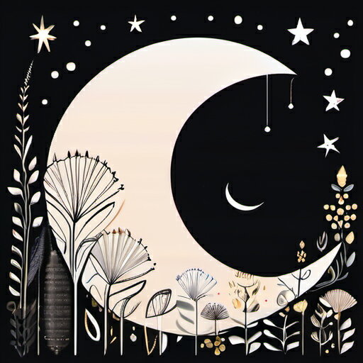 タロットクロス タペストリー tarot 大判 風水 ゴシック 祭壇 黒 ブラック モノクロ 花柄 植物 三日月 星