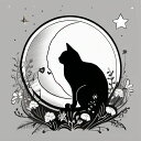 タロットクロス 黒 ブラック タペストリー 風水 祭壇 占い グッズ 猫 ゴシック モノクロ 白黒 アクセサリー かわいい おしゃれ 月