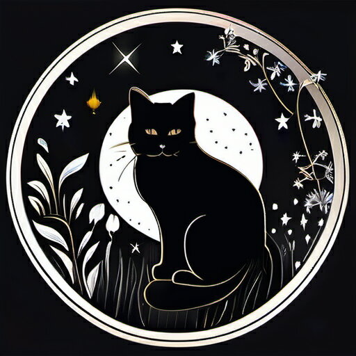 タロットクロス かわいい タペストリー 黒 ブラック 白黒 モノクロ 風水 猫 ゴシック 美しい