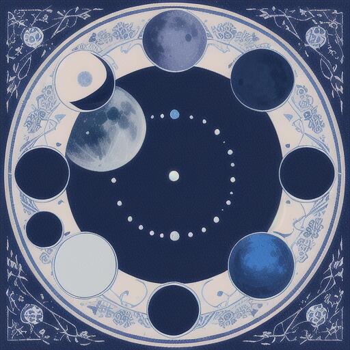 タロットクロス 青 紺 ブルー 小さめ 大判 月 20cm～120cm おしゃれ タペストリー インテリア チャイナ風 ホロスコープス 壁 ウォールアート 正方形 占い グッズ