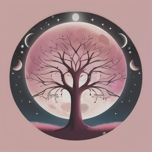 タロットクロス ピンク 黒 生命の樹 月 おしゃれ タペストリー 小さめ 大判 インテリア 20cm～120cm レトロ風 壁 ウォールアート 正方形 占い グッズ